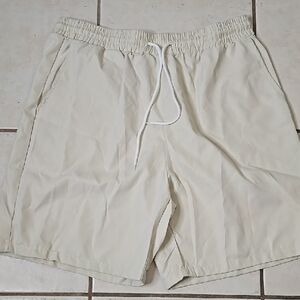 Beige Casual Shorts with Drawstring